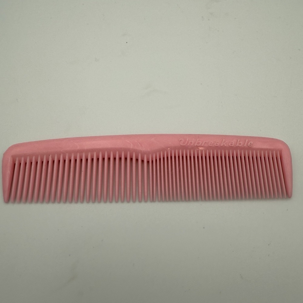 Vintage Unbreakabale Light Pink Plastic Hair Comb Wide Pocket